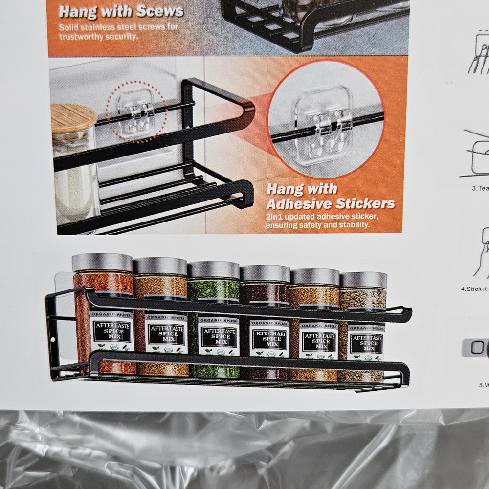 Spice Rack Organizer with Jars - Black
